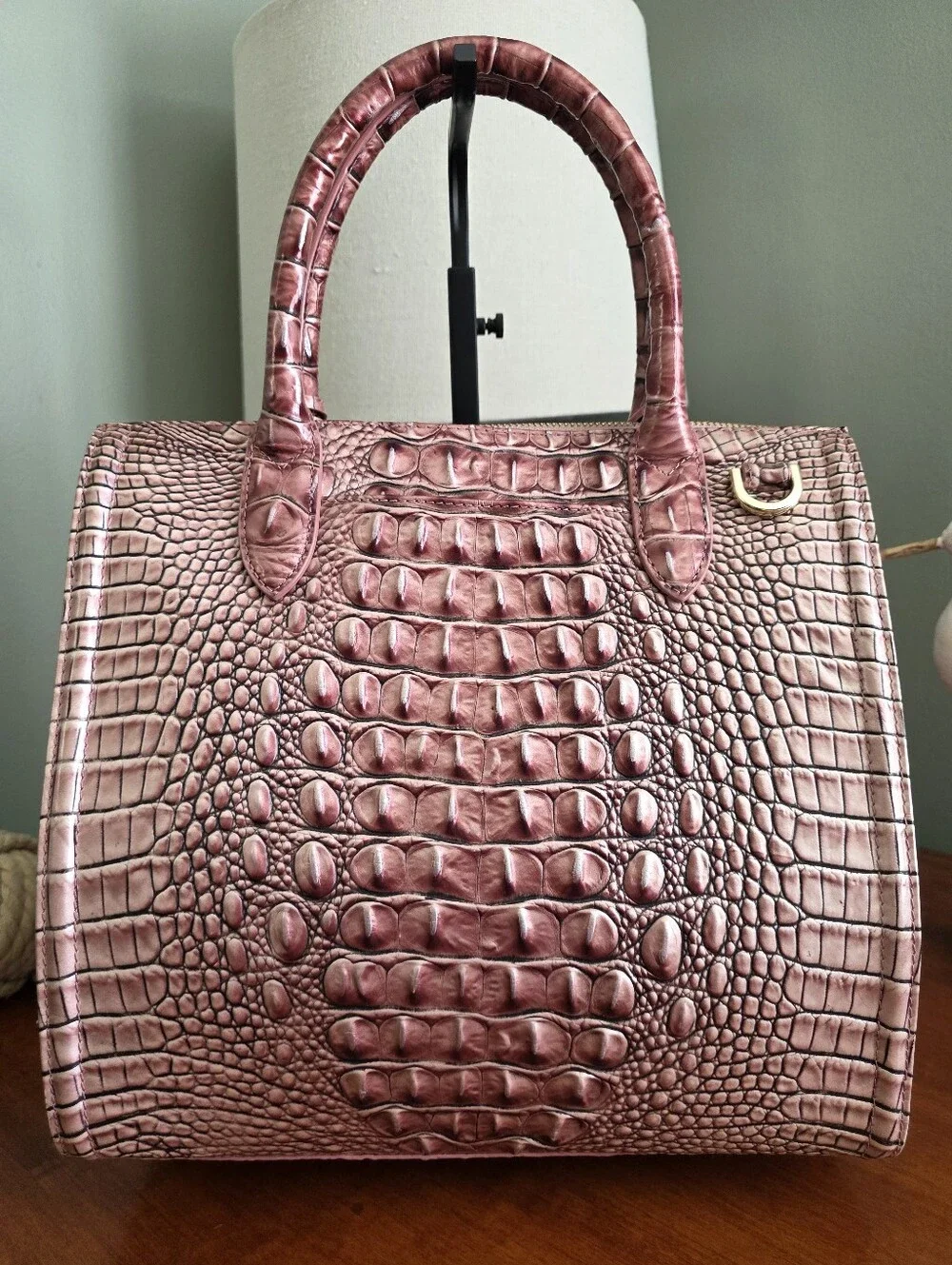Brahmin Caroline Satchel Dusty Rose Metallic